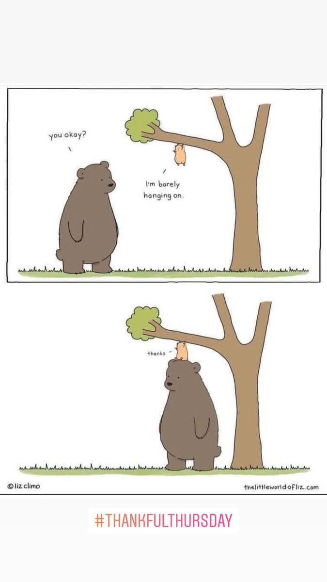 This cartoon sums it up perfectly for me! Without the “big bears” of God’s mercy &amp; grace, my family, friends, medical team, &amp; many prayer warriors - I would have surely fallen and died!

“If you want to lift yourself up, lift up someone else.” - Booker T. Washington

#liveLIVE