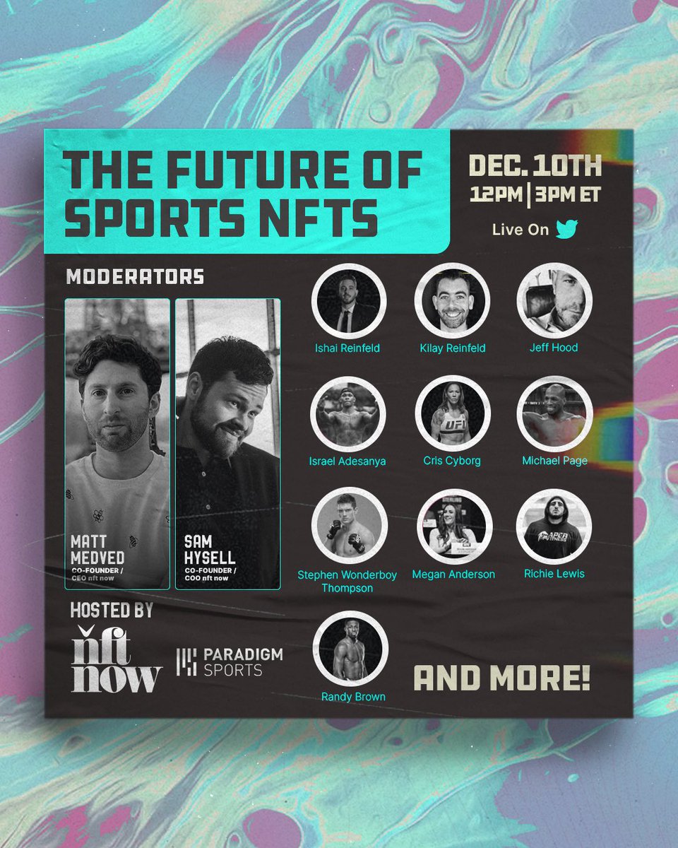 nowmedia's tweet image. Tune in at 3 pm ET for our Twitter Space on the future of sports NFTs with @MintPS and leading combat sports athletes 🥊