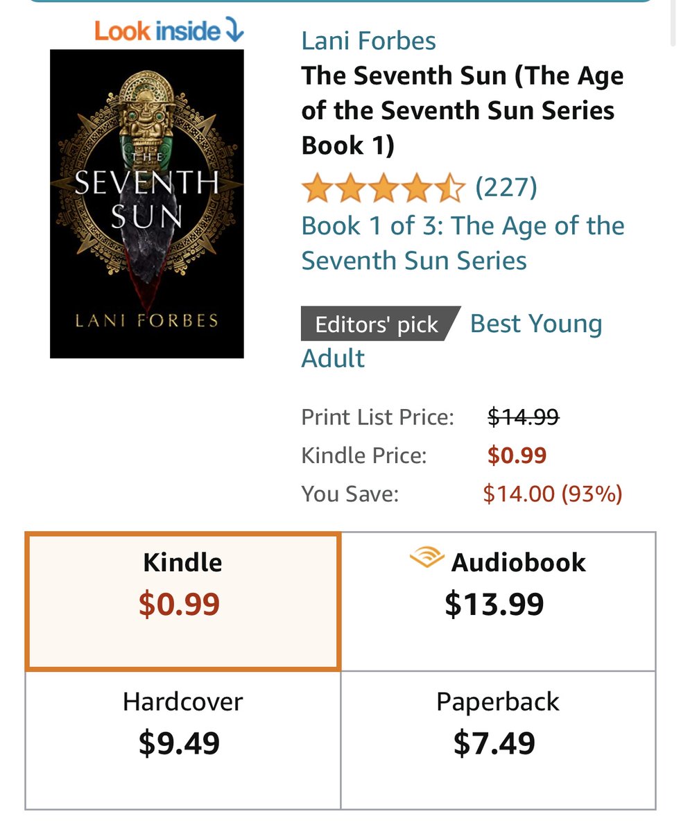 LaniForbes's tweet photo. Check out what’s on sale for only $.99 on kindle today!!!! 😱😱😱 #blackstonepublishing #theseventhsun https://t.co/qjEibaa5Uo