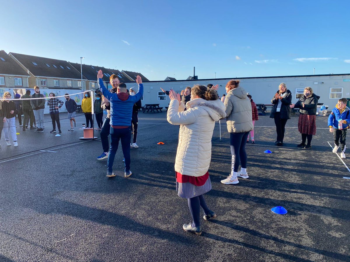 Students v staff #volleyball game at lunchtime today. Thanks to Dermot for organising. Both staff and students are claiming a win, we'll need an official ref next time!! #Wellbeing