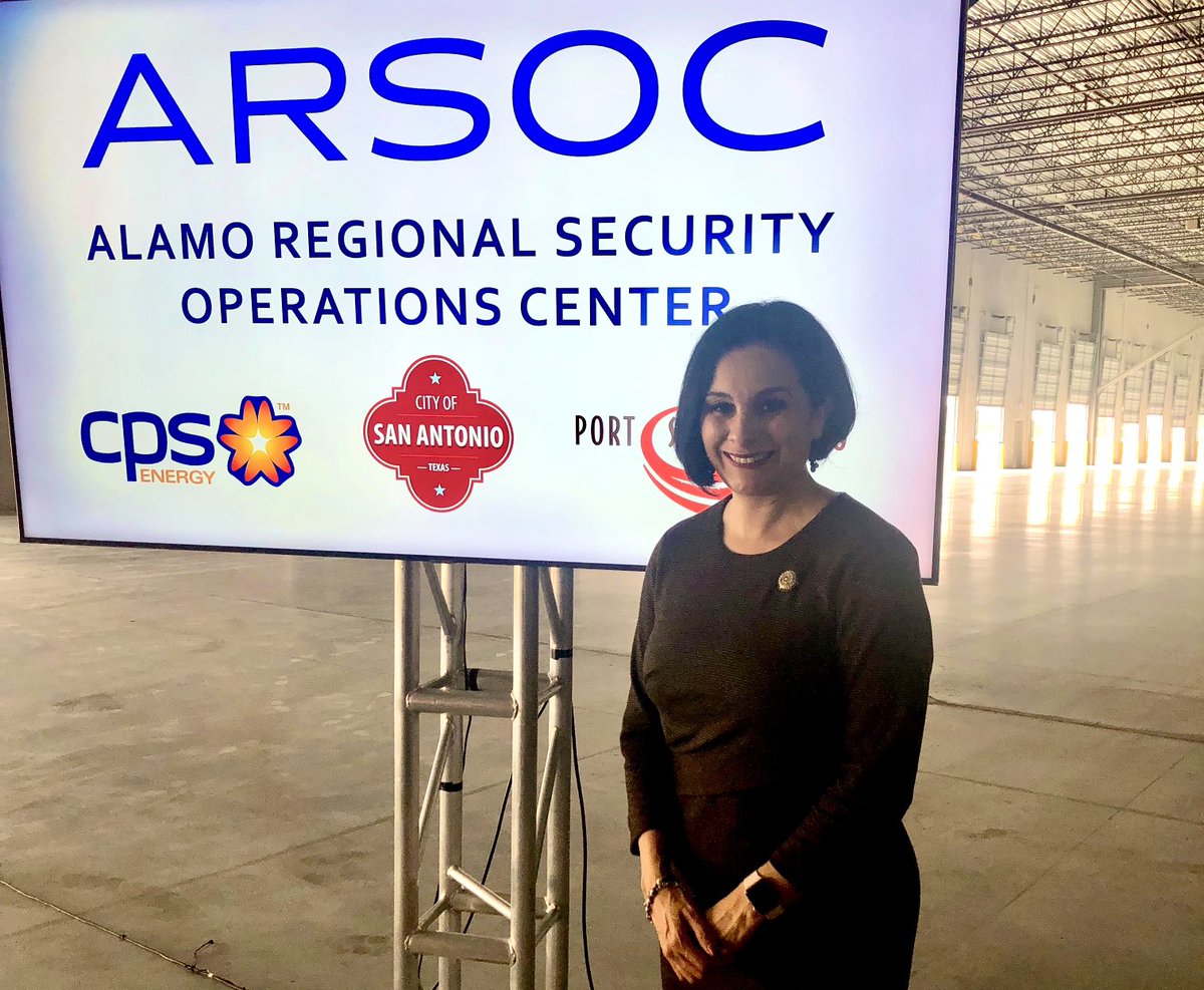 InaMinjarez's tweet photo. Proud to be at the the Alamo Regional Operations Center #ARSOC ribbon cutting @PortSanAntonio. This is one of the first integrated #CyberSecurity operations centers in the nation allowing us to protect our critical infrastructure. #CyberCityUSA #AroundTheCountyIn80Days https://t.co/lSJTe7nsQf