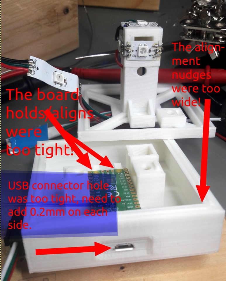 WeirdConstruct1's tweet photo. After a morning of designing a case for the Raspberry Pi Pico and printing, I found a few things I need to adjust for the next iteration. As usual, most holes or measurements are too tight for the inaccuracies of the 3D printer. #maker #makers #raspberrypico #3dprinting https://t.co/pACGXcfV9h