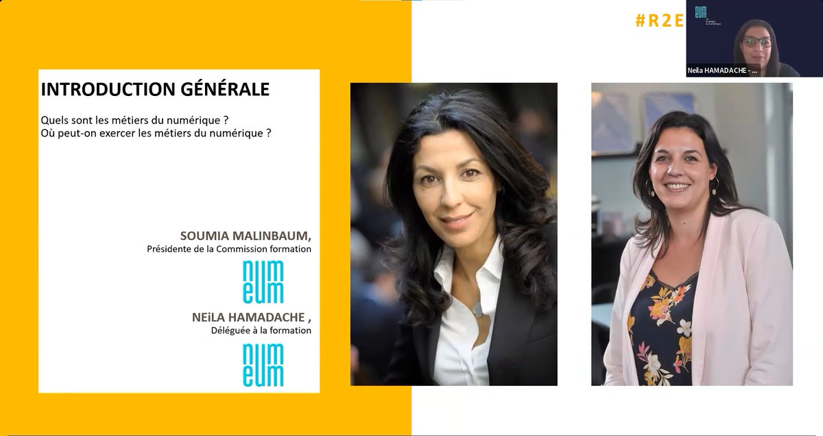 Rencontres2e's tweet photo. Ce matin durant notre #R2EFormation « le numĂ©rique bĂątisseur dâavenir ?
@soumiabm et Neila Hamadache ont prĂ©sentĂ© les #metiers du #numĂ©rique et oĂč les exercer ?
En partenariat avec @OpcoAtlas @talentsdunum @ConceptdAvenirs @talentsdunum https://t.co/nqup7ucu5f