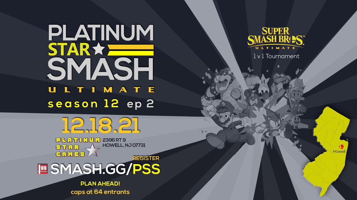 surprise surprise fellas, we got a Platinum Star Monthly event happening soon!

Another Smash Ultimate event that will probably be the first and last monthly at PSS for this season

Caps at 64 entrants &amp; venue fee will increase later in the week so.. 🏃💨

smash.gg/PSS