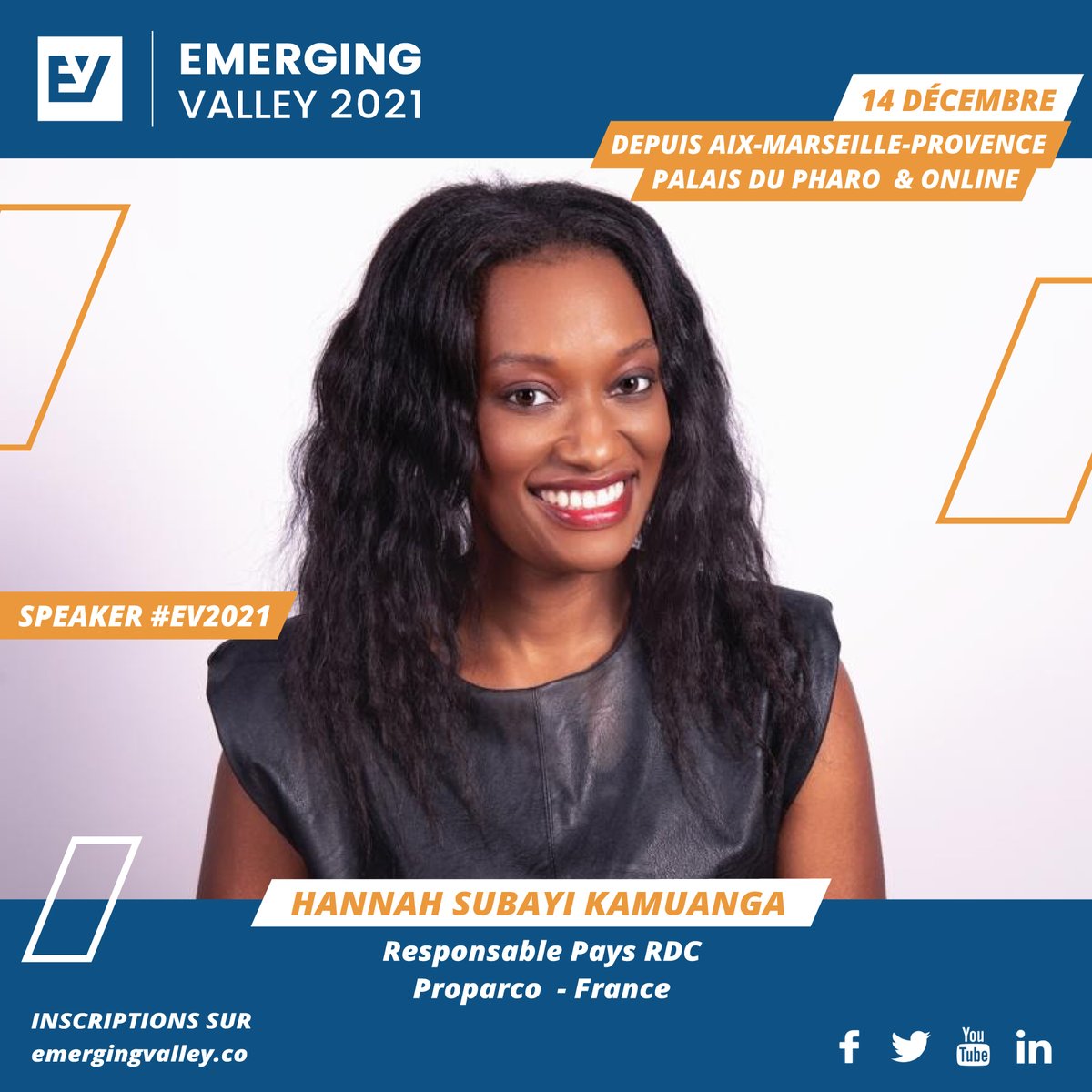 emergingvalley's tweet photo. #EV2021 #Speaker 
Hannah Subayi Kamuanga is an experienced investor in Africa,  acting as the Country Officer for the Republic Democratic of Congo within @Proparco 

⚡️ Come to #EV2021 and meet Hannah next Tuesday : https://t.co/Gx52I0cwai https://t.co/KsRGjPrFzN