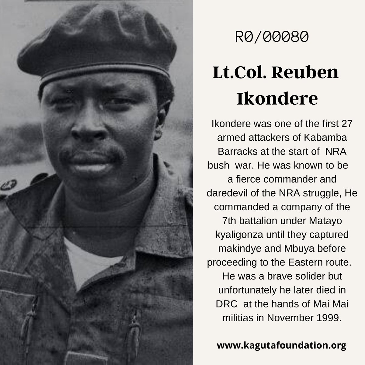 Lest we forget the great Ikondere  ,a brave & fierce fighter of NRA ,he commanded NRA’s 39th battalion and 314 brigade in Gulu which crushed Alice Lakwena rebellion in the late 80’s . He spent most of his life on the front line until his last breath .#AfricanHero @marvinikondere