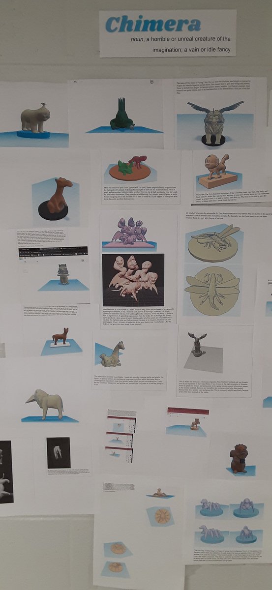 CCAVWeLab's tweet image. This quarter has been all about designing and 3D printing.  We started with learning how to create new models from others with Ss creating their Chimera and writing its story. @VWeLabs @Chattajill