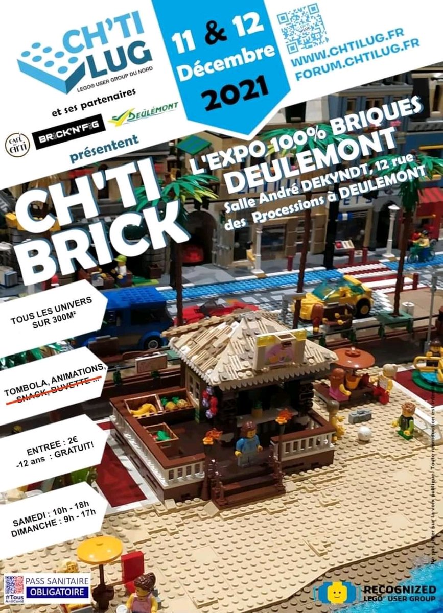 ChtiLug's tweet photo. Samedi et dimanche-ci, expo #LEGO 
C'est à Deulémont sur 300m²
Ce sera sans snack ni buvette.
Veiller à ne pas oublier vos pass sanitaires, et avoir en tête le respect des "gestes barrière"
#chtibrick #chtilug https://t.co/NCiEBxXQfX