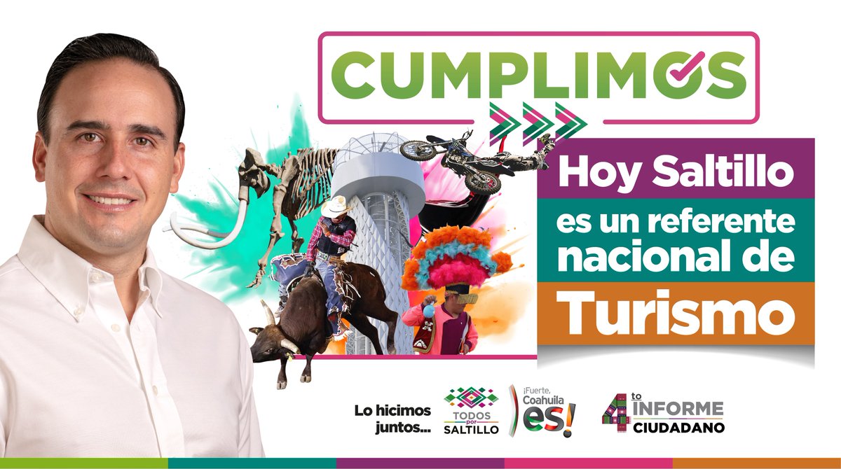 Hoy #Saltillo es una potencia y referente nacional en turismo, gracias al gran trabajo en equipo. #4InformeSaltillo #Cumplimos #TodosPorSaltillo #Coahuila