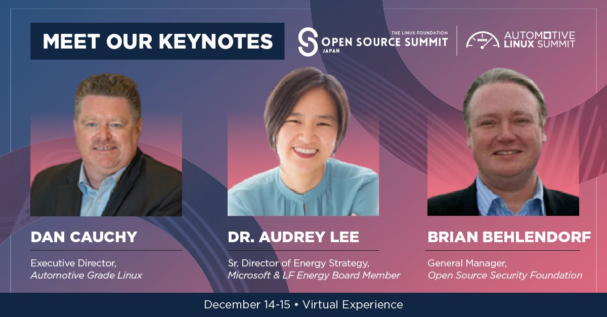 linuxfoundation's tweet image. Senior leaders from Automotive Grade Linux, Microsoft &amp;amp; Open Source Security Foundation discuss the future of #automotivelinux &amp;amp; #opensource at Open Source Summit Japan + Automotive Linux Summit, happening virtually next week! hubs.la/Q010Bz_-0. #ossummit #autolinux