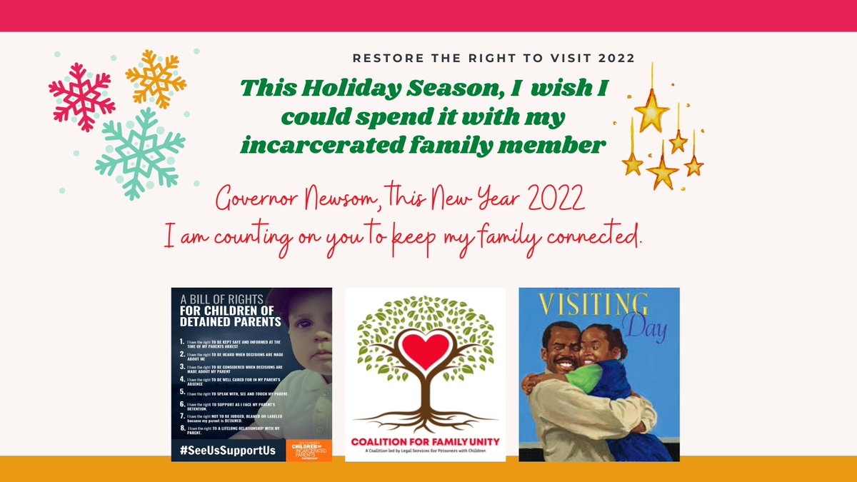 CFamilyUnity's tweet photo. Thank you for joining us for the Family Unity Bill Twitterstorm! Please quote-retweet to answer our six questions about visits to show Governor @GavinNewsom why he needs to sign our 2022 bill into law. #VisitingIsARight https://t.co/ofQO2pZsTq