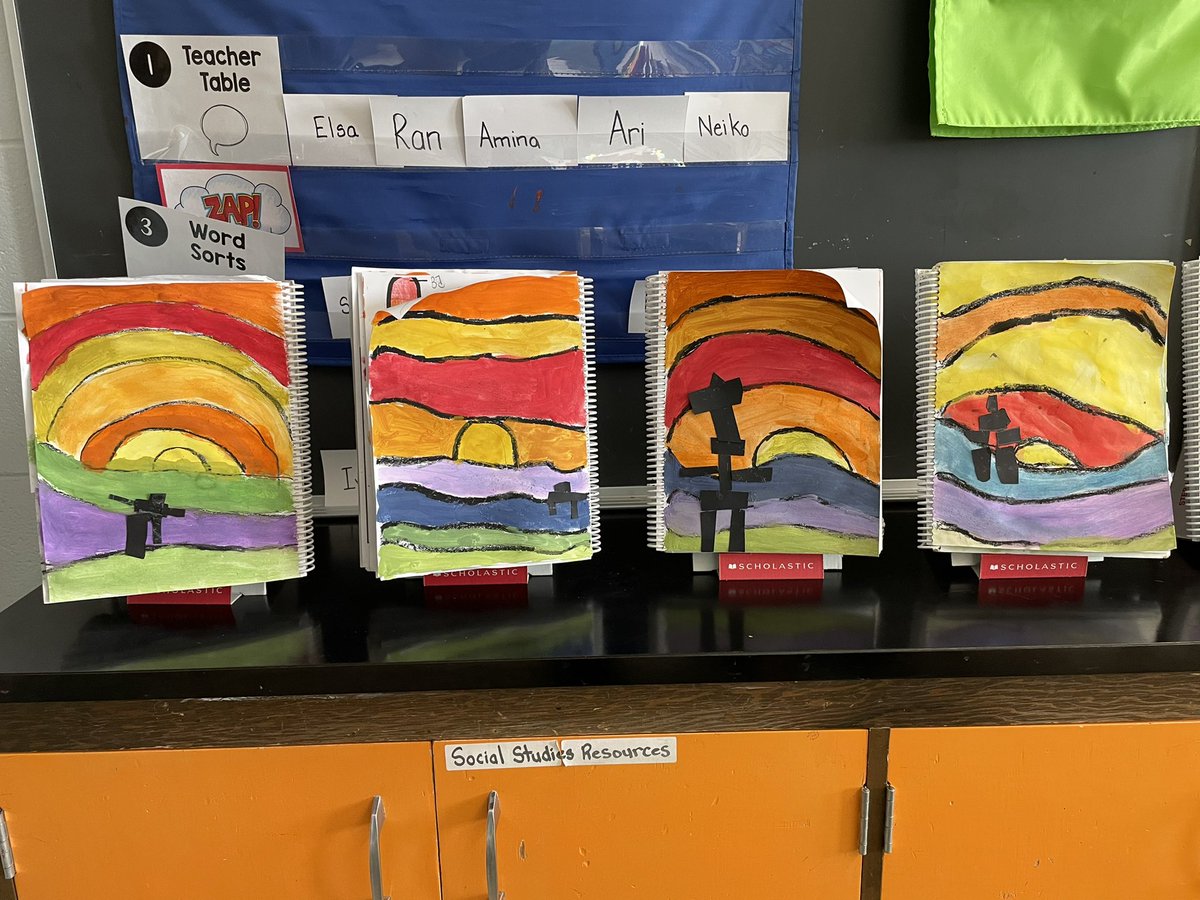JSMSoderling's tweet photo. Grade 1/2 explored the importance of Inukshuk’s while learning about Iqaluit, Nunavut. We created Ted Harrison inspired Inukshuk art https://t.co/m5NnYDeTpX