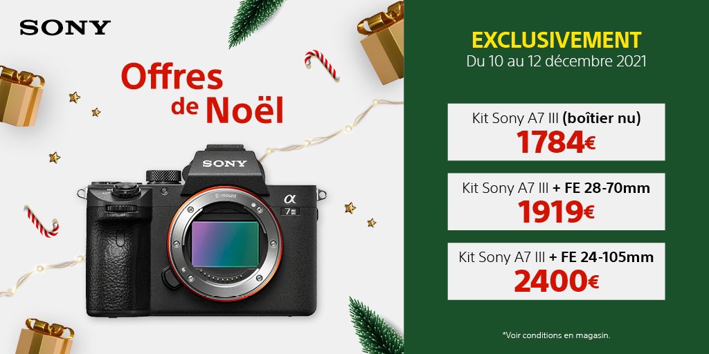 Cirque_PhotoVid's tweet photo. 📸 SONY / EXCLUSIVEMENT OFFRES DE NOËL ! 🎅 C'est le moment de ce faire plaisir avec @Sony 
Du 10 Décembre  au 12 Décembre 2021 🟠 Kit Sony A7 III (boitier nu) à 1784€
🟠 Kit Sony A7 III + FE 28-70mm à    1919€
🟠 Kit Sony A7 III + FE 24-105mm à 2400€ https://t.co/PswrV20zy1