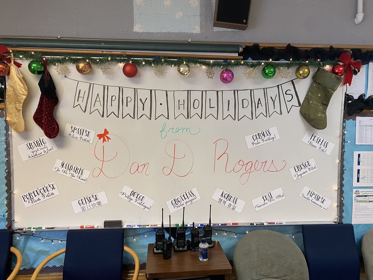 PersonalizeDISD's tweet photo. With over 31 languages represented at Rogers, we want all of our students and families to feel a sense of belonging. Country flags line our hallways and “Happy Holidays” is written in multiple languages! @DanDRogersDISD @JuanCordobaDISD #PLTakeover https://t.co/huSkuAFBOA
