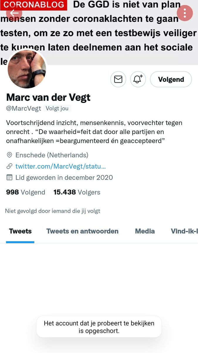 💣💣#Censuur..
Account @MarcVegt opgeschort‼️

@BLIKOPENER333 @J41963735 
@MuzZ11_ @rinsjan @LidwienNews 
@BilderbergsS @Observeerder 
@Wiep13396680 @AJuijn