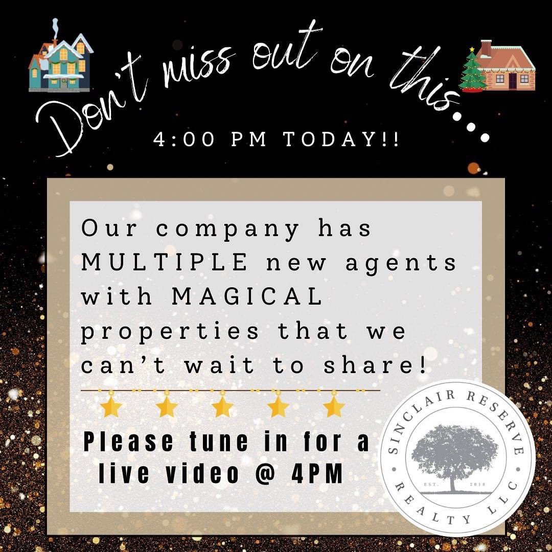 sinclairreserve's tweet image. ✨TUNE IN LIVE @ 4PM! ✨We have some magical properties to share with you!