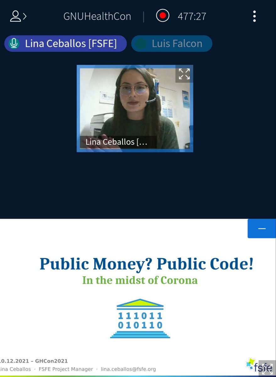 gnusolidario's tweet image. #GHCon2021 Lina Ceballos:  Public Money? Public Code! in the midst of Corona #data and the #privacyrisks #freesoftware