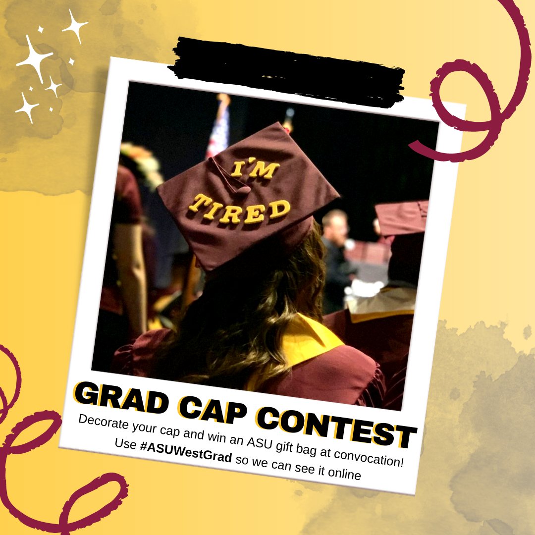 ASUNewCollege's tweet photo. Calling all New College grads π£οΈ#NewCollege is having a GRAD CAP CONTEST π
During convocation, New College staff will look for 3 of the most creative caps π Winners will win a free ASU gift bag πr
Time to get creative! #ASUWestGrad https://t.co/5j5taU3ELD