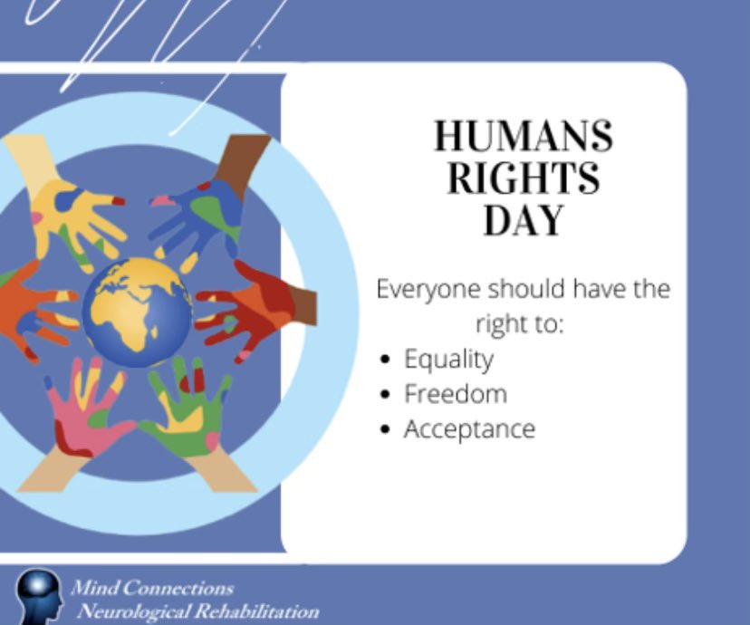 December 10: 
Today is Human Rights Day! Mind Connections believes everyone should have the right to equality and freedom no matter one’s culture, race, gender, religion. We encourage you to discuss, teach, or learn about the importance of today! #HumanRightsDay