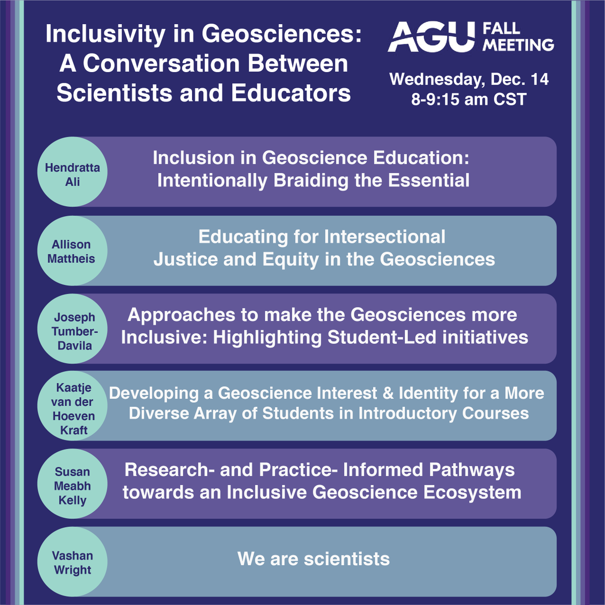 HannahE_Krueger's tweet photo. Last year we saw #Inclusion become a priority in many academic spaces 🥳
To continue these conversations (or to start new ones!), join our panel discussion on Inclusivity in the Geosciences at #AGU21 .

We learned so much from our panel last year &amp; hope to continue the process! https://t.co/gSNdJp9PjM