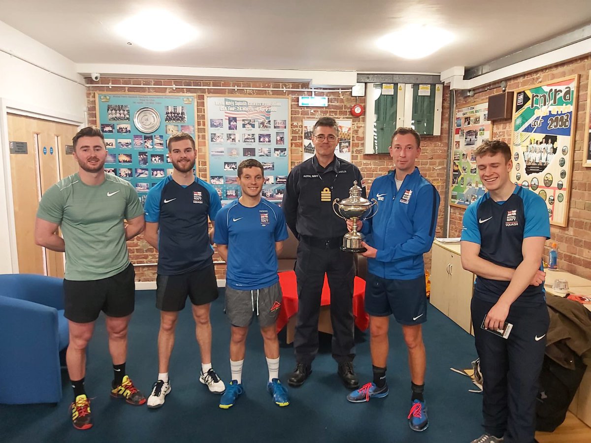 Delighted to lead ‘Eastern Region’ take the trophy at this years Inter Command Squash Championships @HMSTEMERAIRE. A great turnout and fantastic to see Squash back on the up! @NAVYfit @englandsr @AdmTonyRadakin_ (RNSRA President)