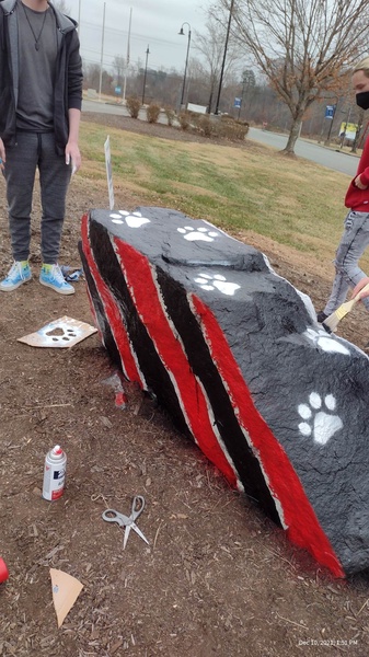 yecnhs's tweet photo. NHS is proud to be the first to paint the YEC Spirit Rock! 

Good luck with exams, Wolves! https://t.co/j8EbalCyBu
