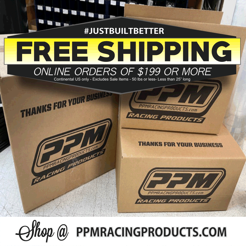 Team_PPM's tweet photo. Order $199 or more online and get FREE SHIPPING!
*excludes sale items and larger items, such as bumpers. #justbuiltbetter #team_ppm #dirttrackracing https://t.co/kUMcKfdZE9