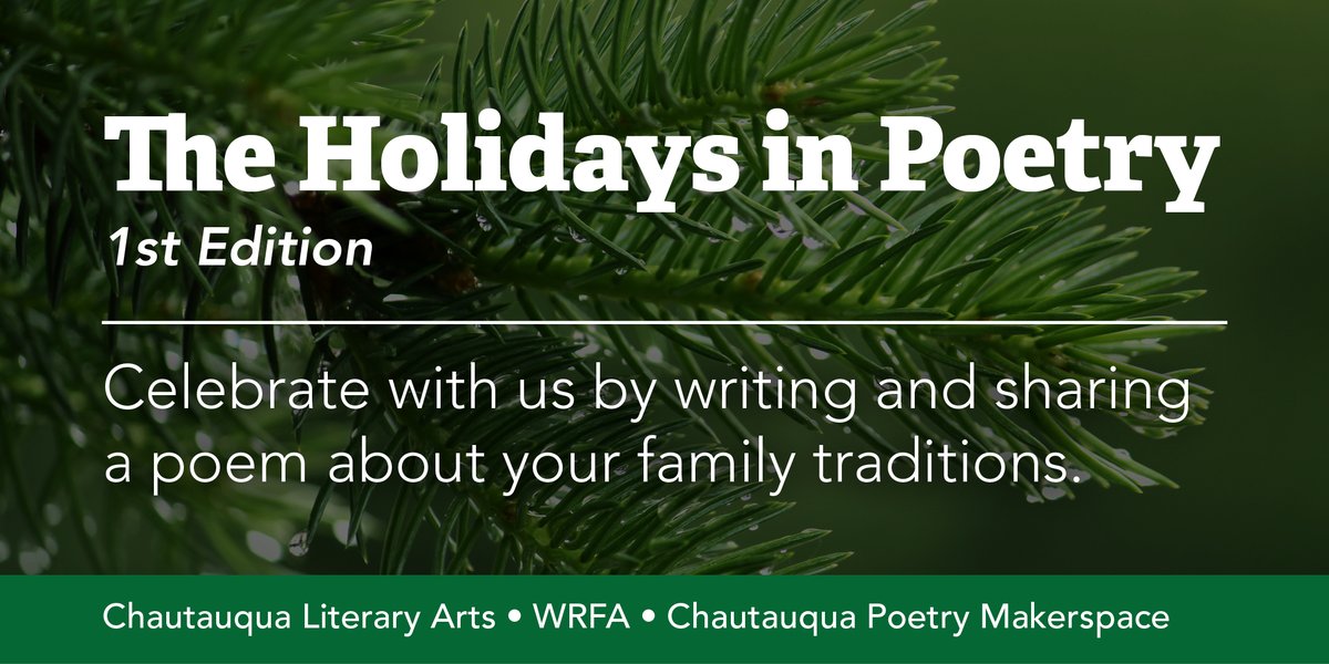 CHQLiteraryArts's tweet photo. We are thrilled to share with you an exciting project; Holidays in Poetry. In this collaboration with @WRFARadio, you are invited to write a poem about your holidays' traditions with a chance to have it recorded and shared online and on air WRFA.
https://t.co/yFcY8dDqgz https://t.co/SgilBoZpwc