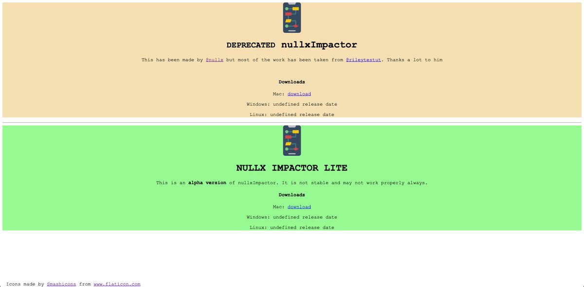 nullxme's tweet photo. I've released an alpha version of NULLX IMPACTOR LITE. 
It is not stable and may not work properly always. It's the same as @rileytestut's AltServer, but you can directly install any IPA from your Mac. 

Thank you again @rileytestut for your hard work! https://t.co/R3CwuyRNi9