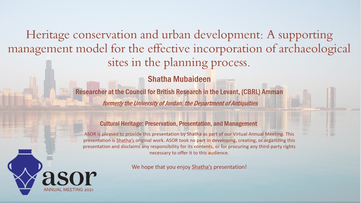 MubaideenShatha's tweet photo. Glad to be presenting at the @ASOResearch virtual annual meeting, #asor21, on the incorporation of archaeological sites in the comprehensive planning process🤗 https://t.co/MU8OeL2eRn