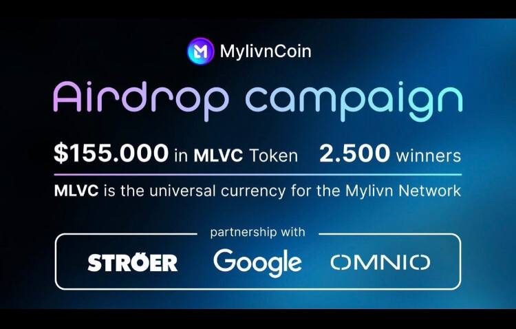 🚀 Airdrop: Mylivn Coin
💰 Value: $ 52 (800 $MLVC) 
👥 Referral: $ 240 (3,750 $MLVC)  each
🏆 Winners: 2500
📒 Partnership: Google/ Ströer / Omnio
📗 Investors: German Private Equity 

Talk with the Telegram Bot
t.me/MylivnCoinAird…

#Airdrop #Airdrops #Crypto #Giveaway