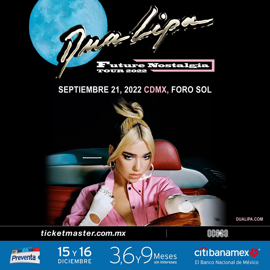 EnElMedio5's tweet photo. La cantante #Dualipa llega a #Mexicon con su #FutureNostalgiaTour con fechas para la  #CDMX y #Mty, la preventa sera el 15 y 16 de Diciembre. https://t.co/hB5We6hGqa