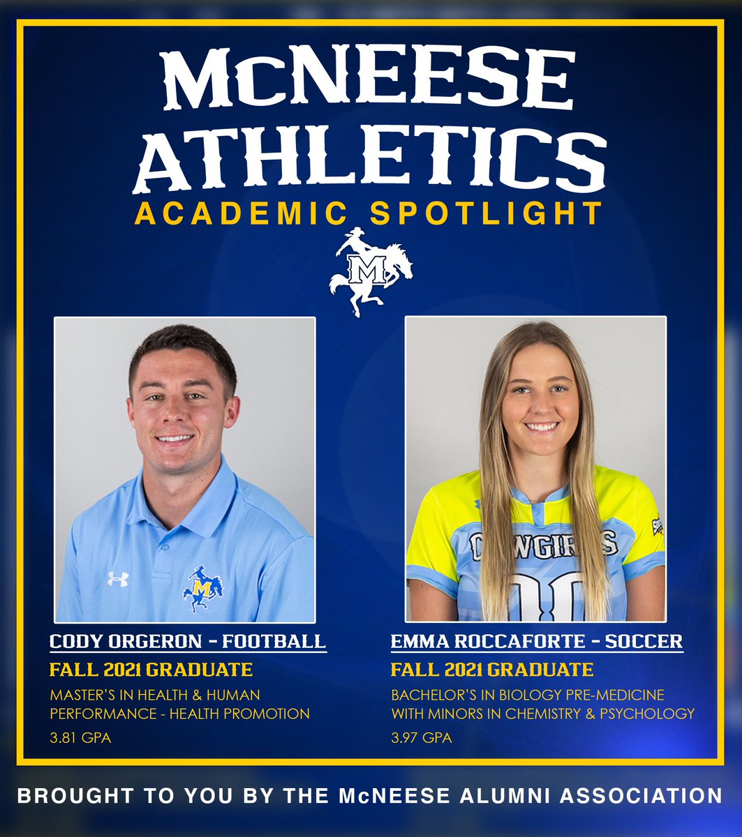 Poke nation- help us give a big shout out to our final academic spotlight SAs of the Fall Semester!!

Fall Graduating Seniors with the highest GPAs: Cody Orgeron and Emma Roccaforte! Congratulations to these two rockstars on a fantastic academic achievement! 

🎓🤠#GeauxPokes