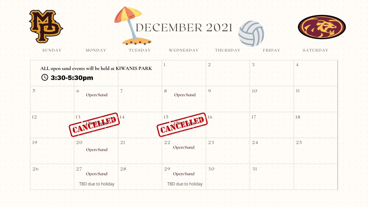 PrideBeachVball's tweet photo. Due to finals week, open sand is cancelled for the next 2 events! Friday may be an option so keep a look out for any updates! https://t.co/vCwHICoVOq