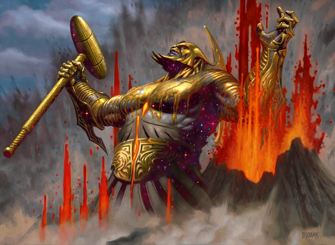 deschampsart's tweet photo. Purphoros… the sequel. Every so often I get to illustrate a character a second time. Usually, in a totally different setting, and a different color scheme. But with Purphoros, Bronzed-Blooded, I was able to dive right back in & start where I left off.
#mtgthb #mtgtheros #mtgart https://t.co/UV9JlUuN4a