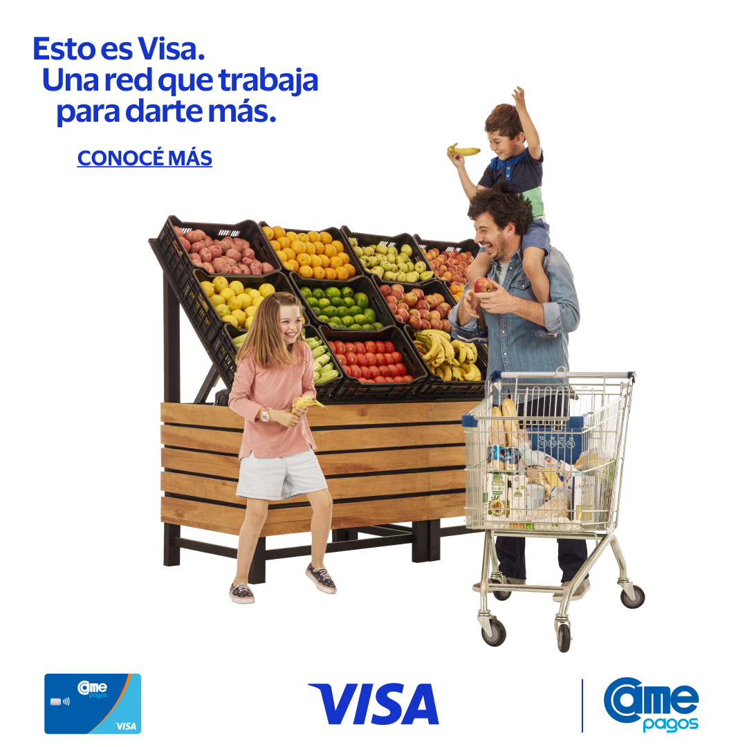 Pagá tus compras con tu tarjeta CAME PAGOS VISA y participá por 25 premios semanales de 50 mil pesos y un premio final de 10 millones de pesos* 🙌

* Mirá los términos y condiciones en visa.com.ar/debito

CAME PAGOS
Estamos de tu lado