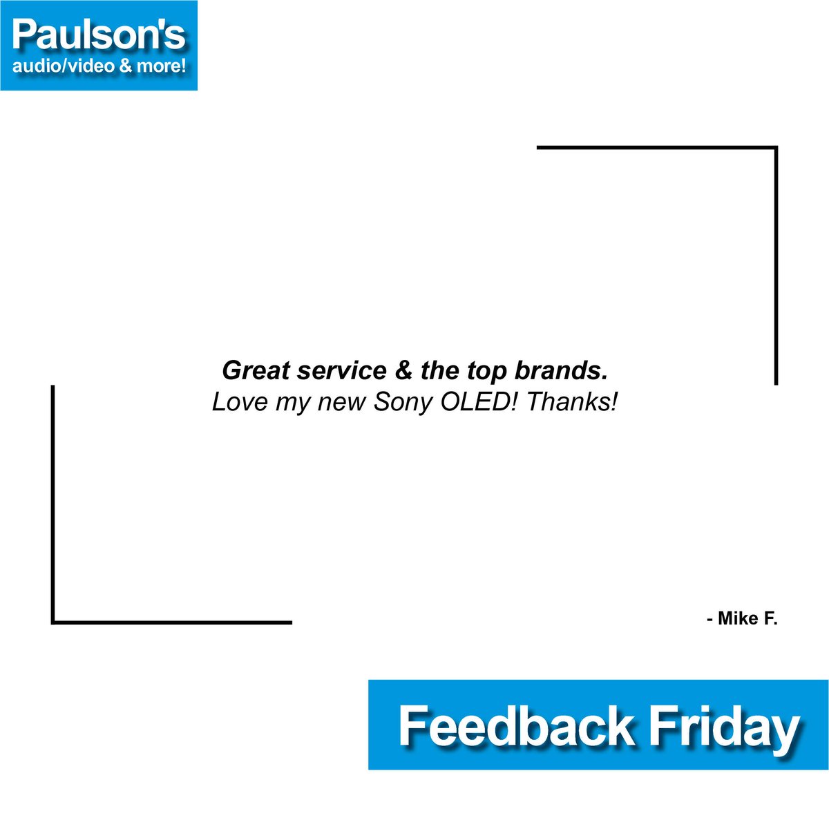 PaulsonsAV's tweet photo. #FeedbackFriday! Big box best brands, small business service.
📱248-553-4100 
✉️info@paulsonsav.com 
🌐https://t.co/gOgxP0BOIf
🏦37670 W. 12 Mile Rd, Farmington Hills
#audio #video #TV #HomeTheater #familybusiness #smallbusiness #shopsmall #shoplocal #review https://t.co/VyJST6bL05