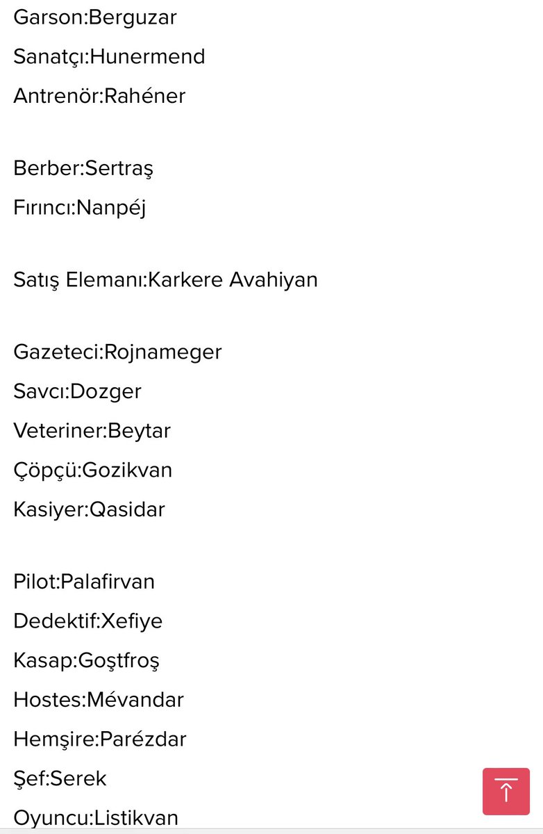 Kürtçe Meslek isimleri :)