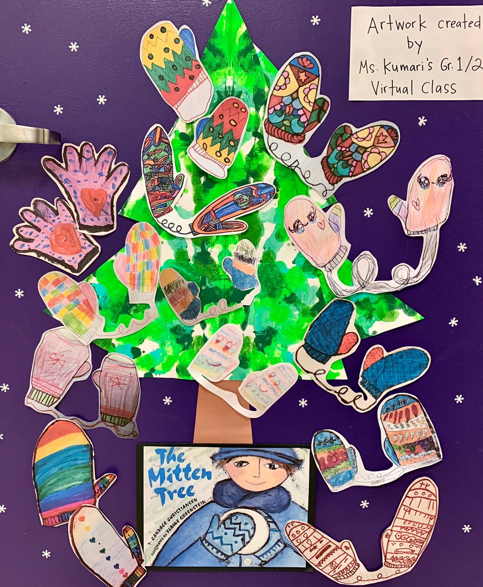 MsTaylor_art's tweet photo. My friends in our virtual Gr 1/2 class helped me decorate my door, inspired by the book ‘The Mitten Tree’. So glad they could participate from home :) #randomactsofkindness #themittentree #doordecoration #virtuallearning https://t.co/cyBabiZRpm