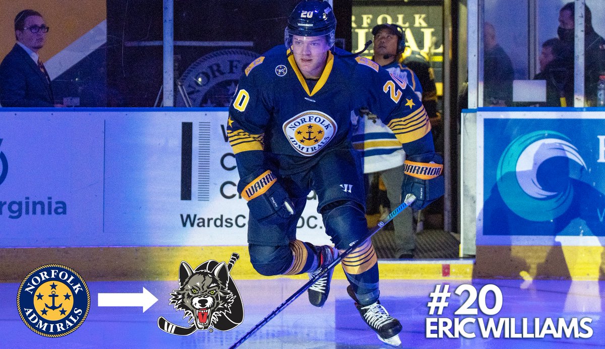 NorfolkAdmirals's tweet photo. 𝐌𝐎𝐕𝐈𝐍' 𝐎𝐍 🆙! 

Defenseman Eric Williams has been loaned to the @Chicago_Wolves! Go get 'em, Willy! 👊 

🔗 https://t.co/PQstOU9RQF 🔗

@EricWilliams_20 || #WEARE757 https://t.co/sElAIaoXVb