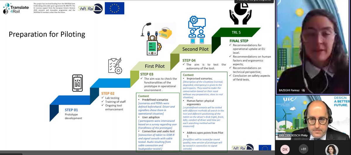 uic's tweet photo. [#rail Event] During the Translate4Rail Final event, Parinaz Bazeghi, #UICrail, presented the #pilots, the #safety workshops organised in order to collect information and to prepare recommendations on #humanfactors, #ergonomics aspects &amp; the next steps https://t.co/SmPl2uzfkg