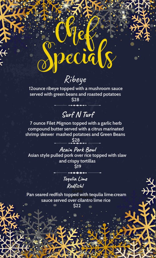 Friday December 10, 2021 Specials, Sparrow's at Victoria Hills Golf Club - mailchi.mp/b3f23bdc9c6a/v…