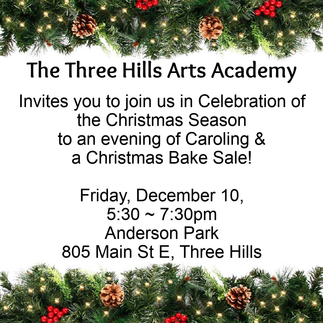 Published a new blog entry Christmas Caroling and Bake Sale! in Main. threehillsarts.com/index.php/even…