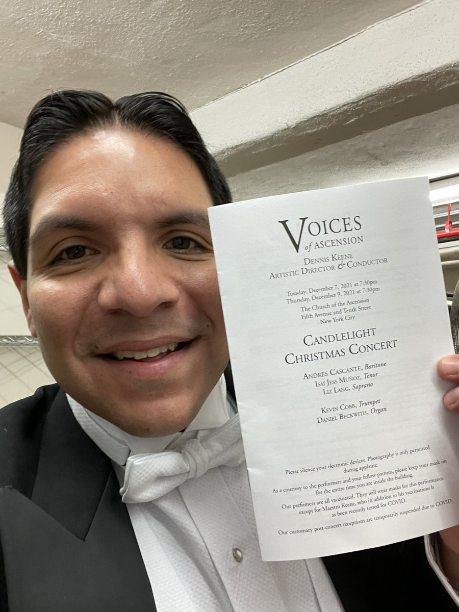 IsaiJessMunoz's tweet photo. What a blessing to be back singing with New York’s Voices of Ascension. Many thanks to my friend, Maestro Dennis Keene and the staff at VOA who’ve worked so hard to bring in person performances back to NYC in a safe and joyful way. @VofAscension https://t.co/i8B7altPxE