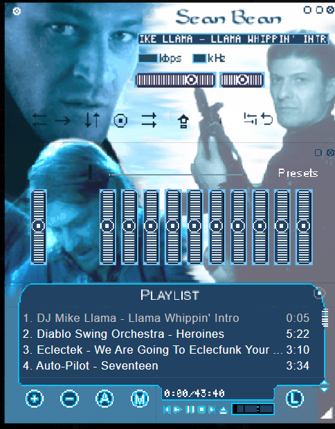 DougTafoya's tweet photo. Absolutely paralyzed by indecision.. Do I go with the Sean Bean Winamp skin or the Farfetch'd Winamp skin? https://t.co/nth5zpoHGr