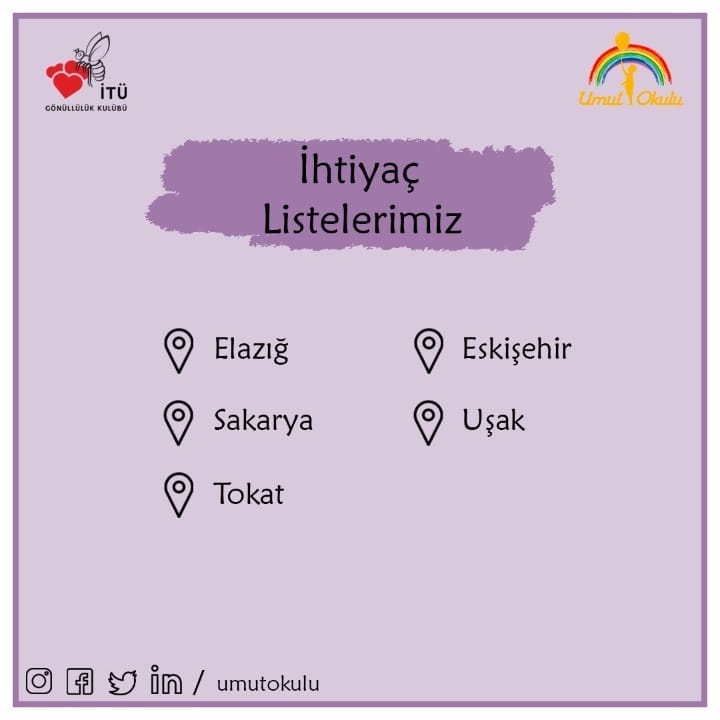 UmutOkulu's tweet photo. Merhaba Sevgili Gönüllüler✨
Yeni dönem ile birlikte artık Depofest etkinliklerimize başlıyoruz ve yeni ihtiyaç listeleri ile karşınızdayız🤩

#umutokulu #sendeumutol #köyokullarıyardımprojesi #itügk #itügönüllülük #gönüllülük #itu #itu1773 https://t.co/q7AXJPRliM