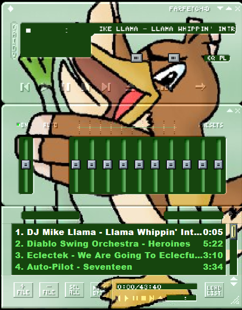 DougTafoya's tweet photo. Absolutely paralyzed by indecision.. Do I go with the Sean Bean Winamp skin or the Farfetch'd Winamp skin? https://t.co/nth5zpoHGr