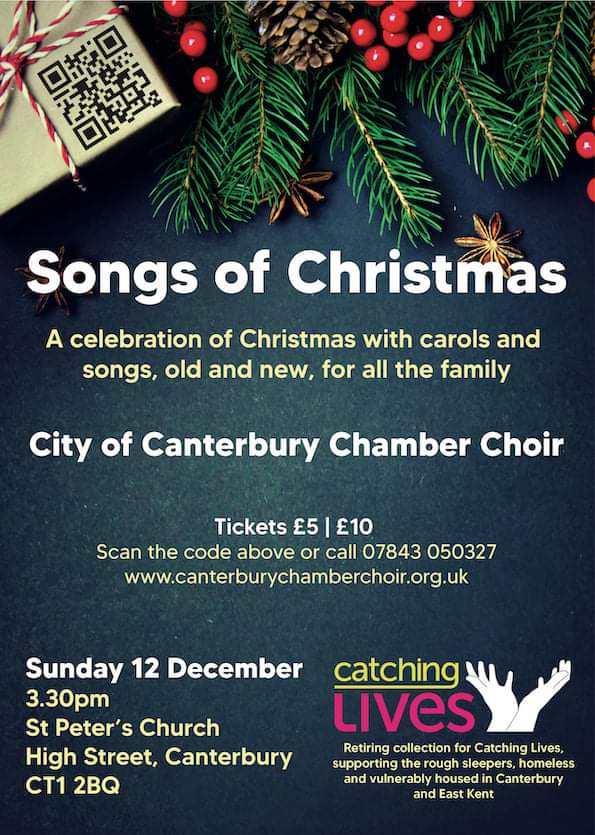 Just 2 days to go! Yes, we are still singing our fun programme this Sunday 12th December. Tickets on the door or via ticketsource.co.uk/canterburycham… 
We aim to provide as covid safe an environment as possible,  with decent ventilation and spacing for our audience. Please wear a mask too.