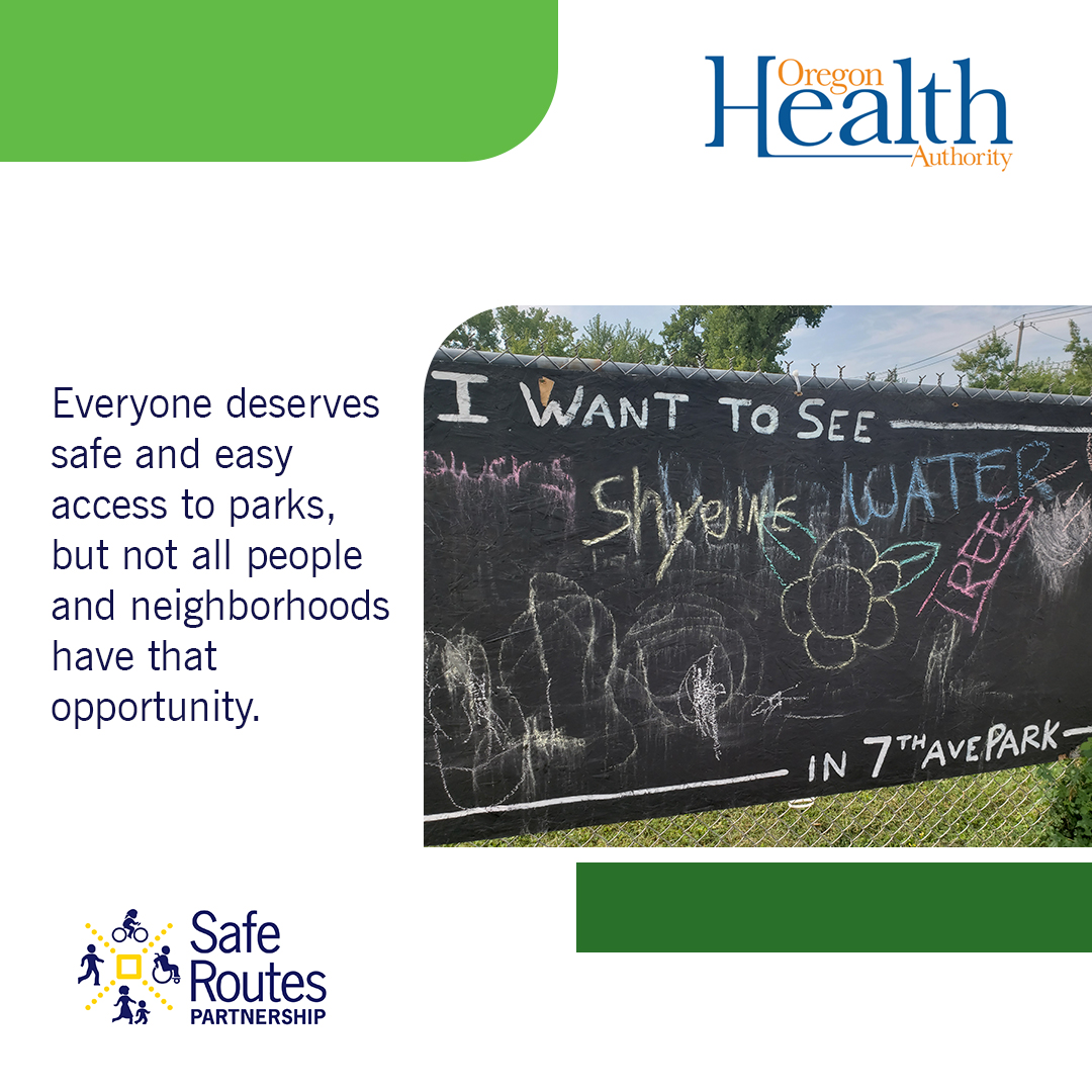 Reduce barriers to park access and help diversify and reimagine your local park’s use for people of all races, genders, ages, income levels, &amp; abilities! Safe Routes to Parks = equitable outcomes. Learn more about Safe Routes to Parks at bit.ly/3meXg3q.