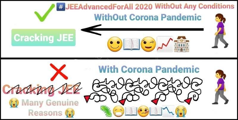 TheAnuragTyagi's tweet photo. Most of the students from 2020 batch haven't exhausted their 2 attempts of IIT-JEE. We started preparing for JEE in our drop year. But we couldn't prepare well as classes were online.Please give us one more chance.
- JEE aspirants
#JEEAdvancedForAll2020

@iitbombay @EduMinOfIndia https://t.co/ajLvec30AK